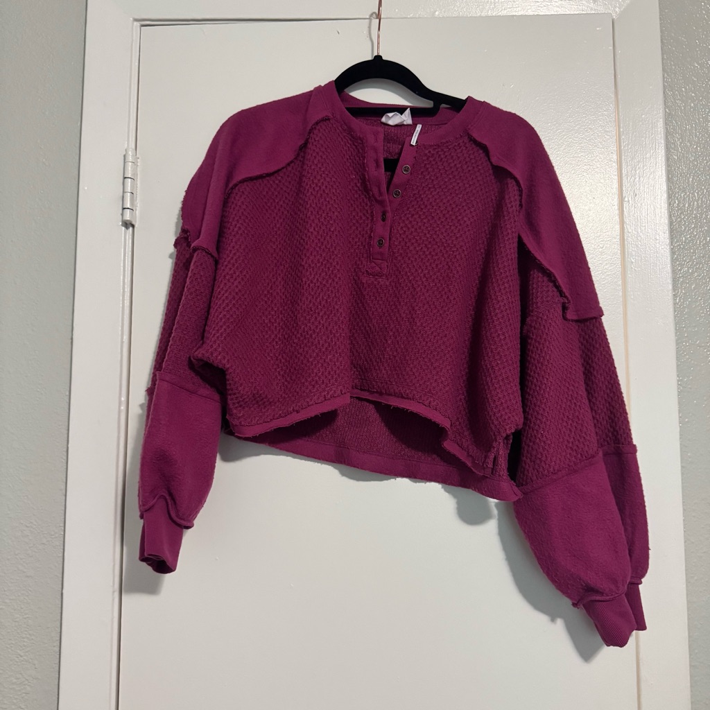 Purple Cropped Knit Top